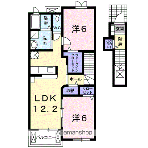 ブリュンヒルト(2LDK/2階)の間取り写真