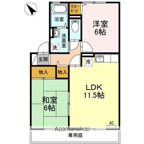 ファミール山岡C(2LDK/1階)の間取り写真