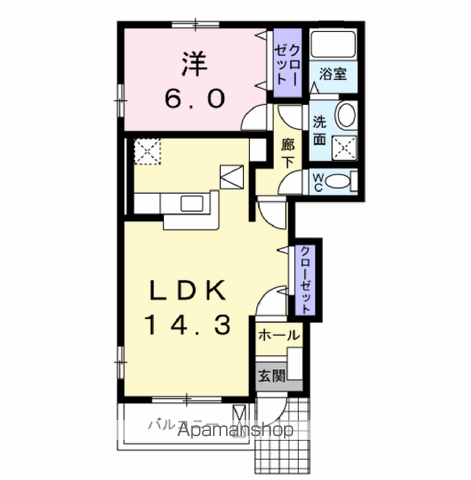 シャンゼリゼA(1LDK/1階)の間取り写真