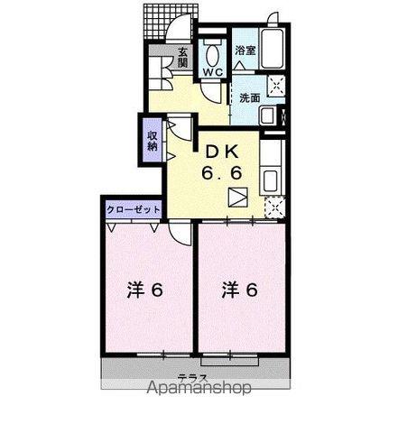 カルムB(2DK/1階)の間取り写真