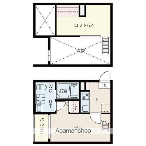 グランディール(1K/1階)の間取り写真