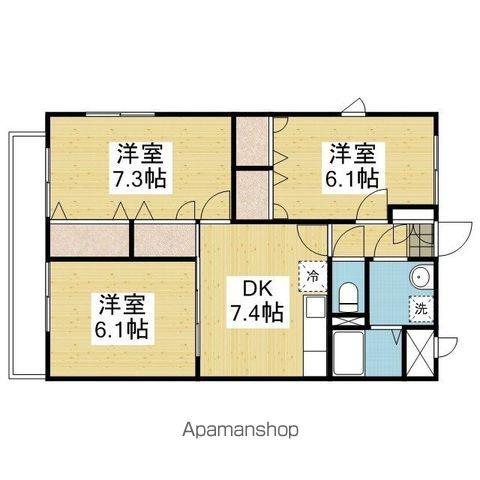 マリベール南梅本A棟(3DK/1階)の間取り写真