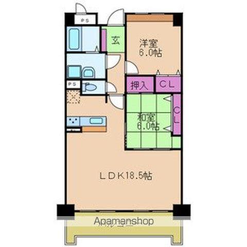 サンダモン北勘(2LDK/6階)の間取り写真