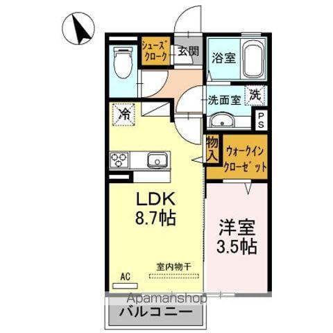 オリーヴァ東櫛原A棟(1LDK/2階)の間取り写真