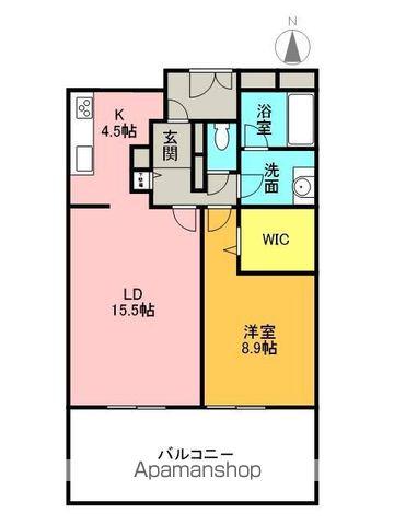 CUORE(1LDK/4階)の間取り写真