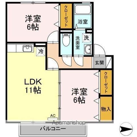 プランドールY(2LDK/2階)の間取り写真