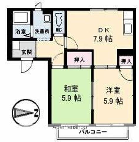 フレグランスAS D棟(2DK/1階)の間取り写真