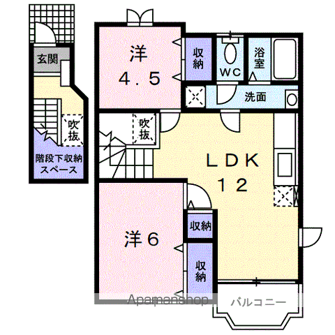 ブールバールⅡ(2LDK/2階)の間取り写真