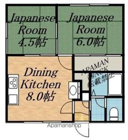ハイツオアシス(2DK/2階)の間取り写真