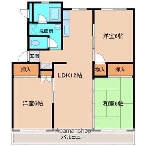 野中ハイツ(3LDK/3階)の間取り写真