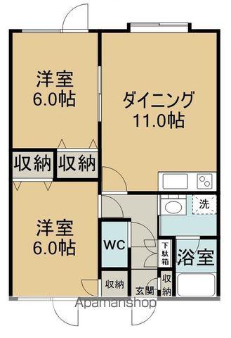 フォレストガーデン桂町(2DK/1階)の間取り写真