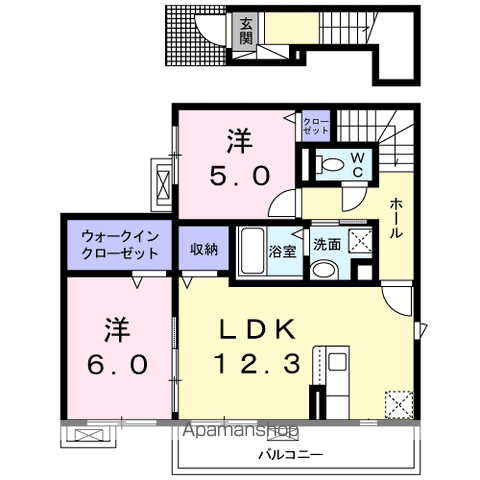 アルト ルーナ 2(2LDK/2階)の間取り写真