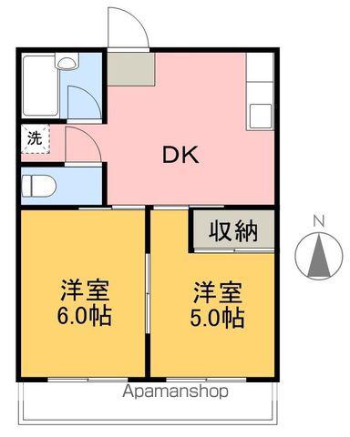 スカイパレス二葉(2DK/4階)の間取り写真