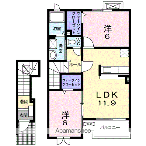 ヴァーサKSⅠ(2LDK/2階)の間取り写真