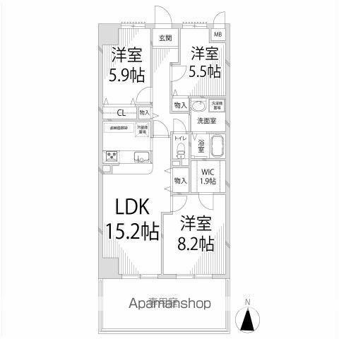 キャッスルコート東辻井(3LDK/1階)の間取り写真