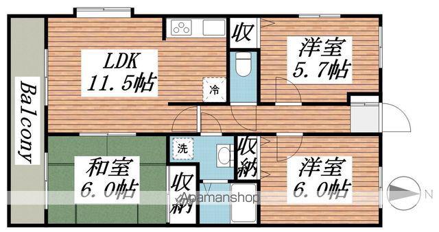 サザンコート(3LDK/2階)の間取り写真