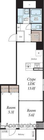 石見ビル(2LDK/7階)の間取り写真