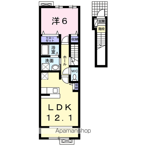 ボヌールS(1LDK/2階)の間取り写真