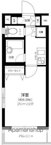 プレールドゥーク西新宿(1K/2階)の間取り写真