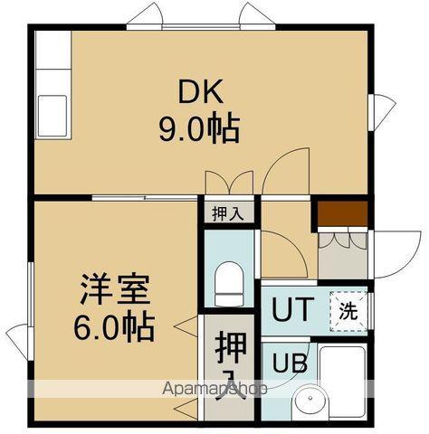 ローズヒル3(1DK/2階)の間取り写真