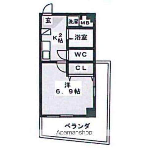 クレール車道1(1K/2階)の間取り写真