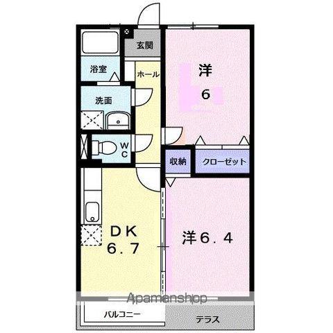 コンフォートハイツⅡ(2DK/1階)の間取り写真