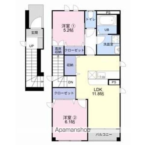 イラーレ(2LDK/2階)の間取り写真