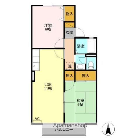 ウェンディハウスA・B(2LDK/2階)の間取り写真