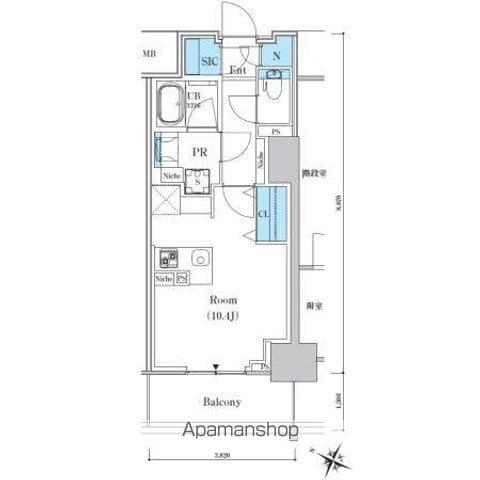 ロイヤルパークスER万代(ワンルーム/8階)の間取り写真