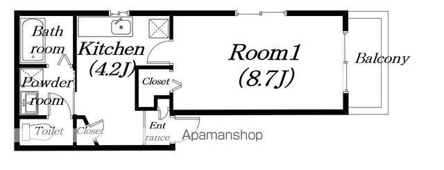 フローデリーⅢ(1K/1階)の間取り写真