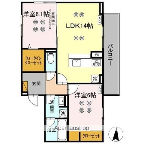 ローテ ベルク(2LDK/3階)の間取り写真