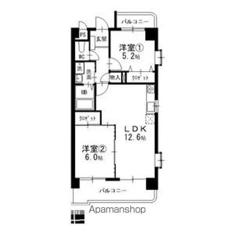 MS HOUSE AKANABE(2LDK/6階)の間取り写真
