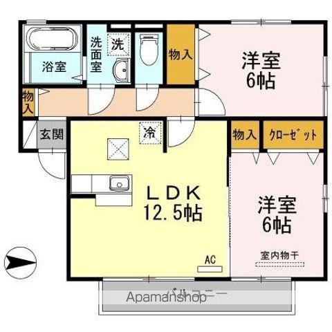 リベルタスクエア A棟(2LDK/2階)の間取り写真
