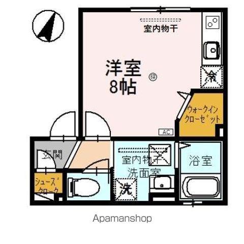 N・D-ROOM Ⅲ(ワンルーム/1階)の間取り写真