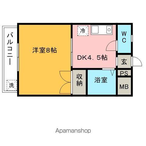 エスパシオ南町(1DK/2階)の間取り写真