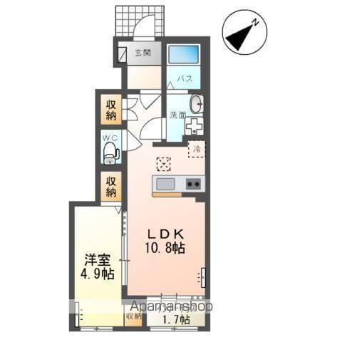 天童市東久野本2丁目アパート(1LDK/1階)の間取り写真