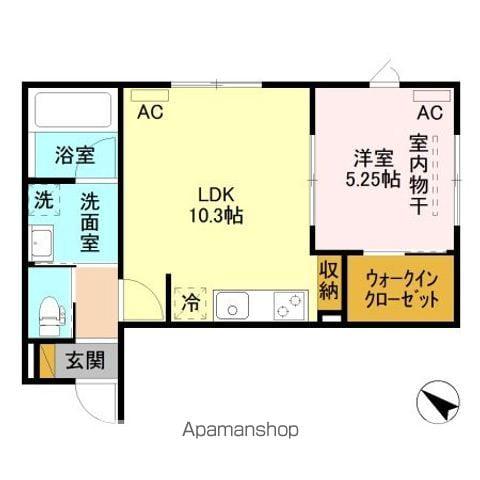 イニエ上大川前通(1LDK/1階)の間取り写真