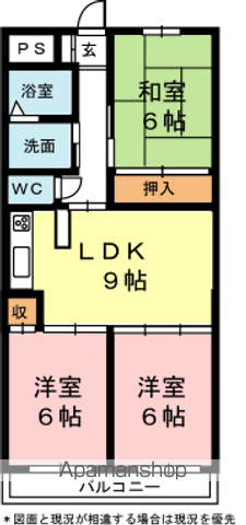 グリーンバレー和合(3DK/2階)の間取り写真