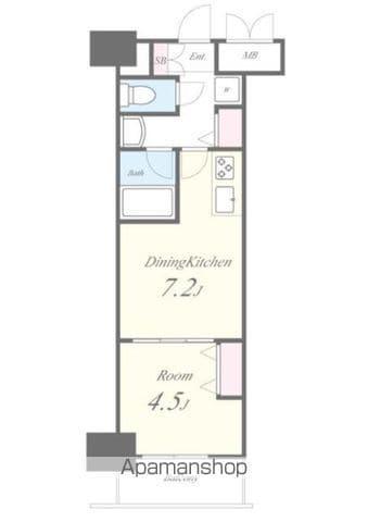 ROOTS SHINJUKU WAKAMATSUCHOルーツシ(1DK/13階)の間取り写真