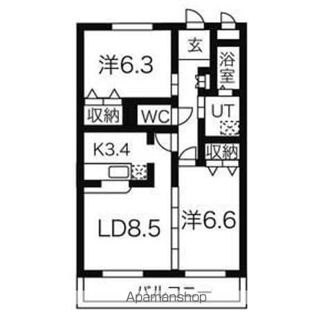 グランシャリオ(2LDK/3階)の間取り写真