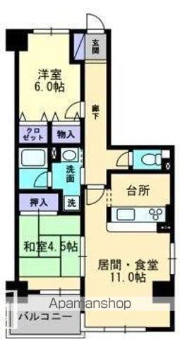 SQUARE今里(2LDK/5階)の間取り写真