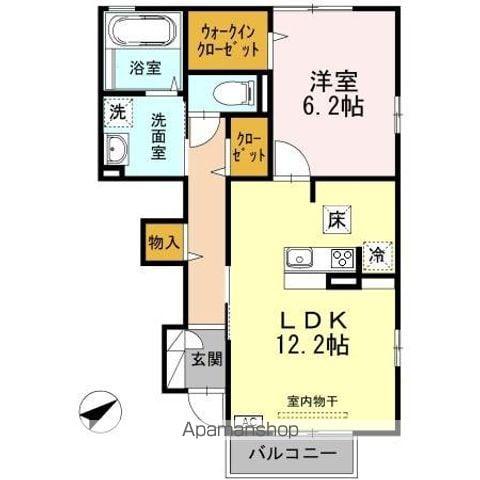 ライフコート横越中央(1LDK/1階)の間取り写真