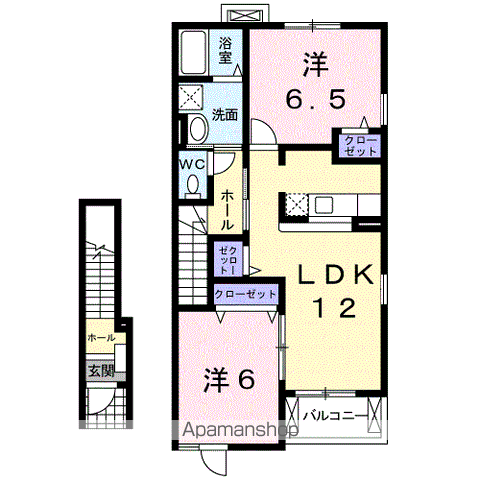 阪和線 紀伊駅 徒歩9分 2階建 築20年(2LDK/2階)の間取り写真