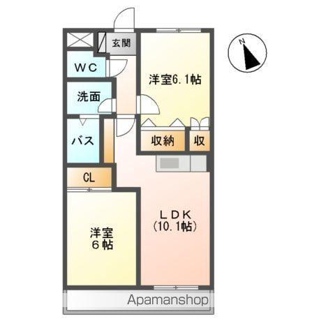 ヤマトハイツ(2LDK/2階)の間取り写真