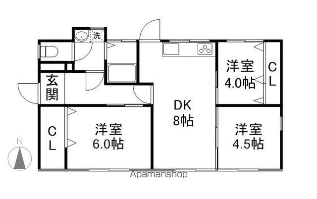 信越本線 篠ノ井駅 徒歩19分 1階建 築46年(3DK)の間取り写真