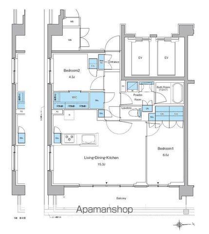 ルフォンプログレ高田馬場ノース(2LDK/2階)の間取り写真