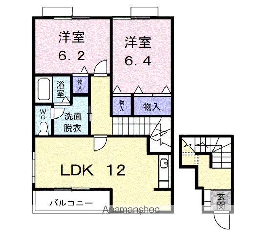 グリーンガーデンⅡ(2LDK/2階)の間取り写真