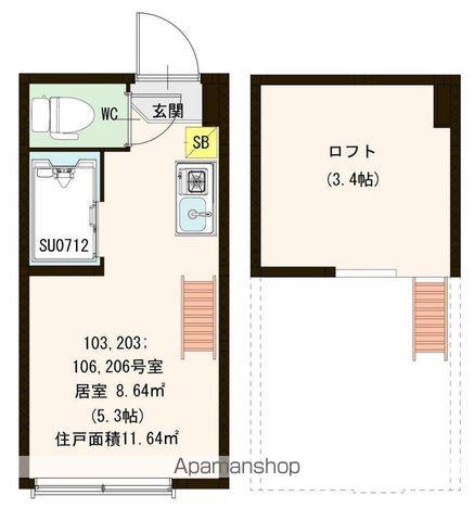STAGE大和町Ⅱ(ワンルーム/1階)の間取り写真