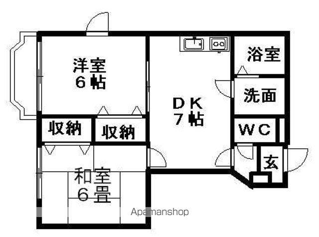 クレストⅡ(2DK/1階)の間取り写真