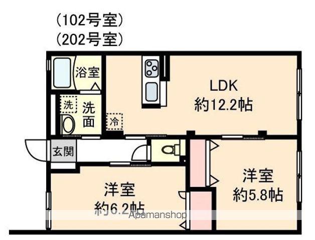 メゾンオーク(2LDK/1階)の間取り写真
